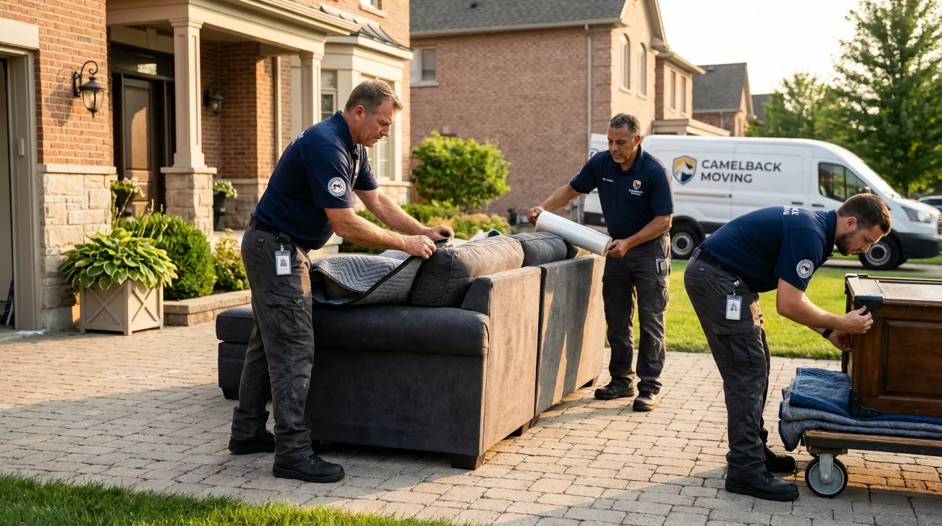 Large estate moving crew wrapping furniture in Thorp, WI